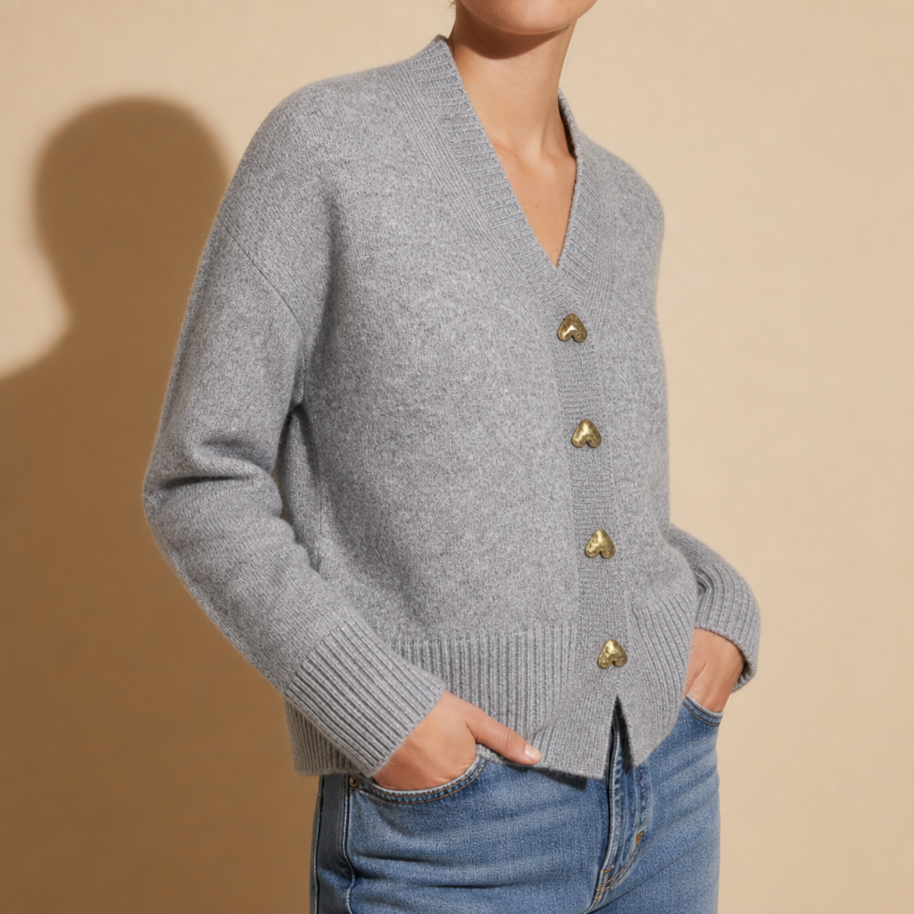Women's Cotton Blend V Neck Button Cardigan – Elara