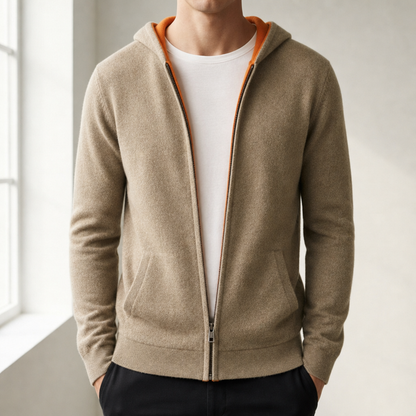 Reversible Cashmere Blend Hoodie With Dual Tone Design – Alina