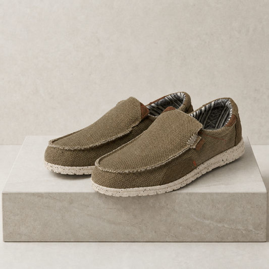 Canvas Slip On Loafers Textured Upper Grippy Sole Everyday Comfort – Riviera