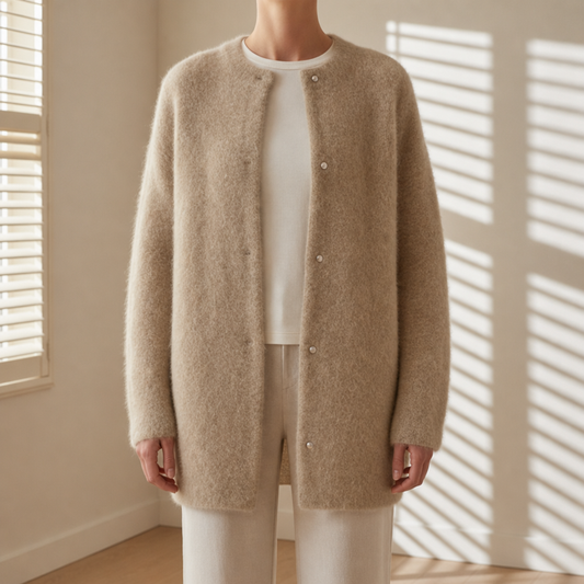 Women's Longline Cardigan Soft Fluffy Knit Regular Fit – Elara