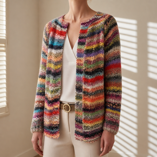 Women's Striped Knit Cardigan Relaxed Cotton Blend – Marlowe