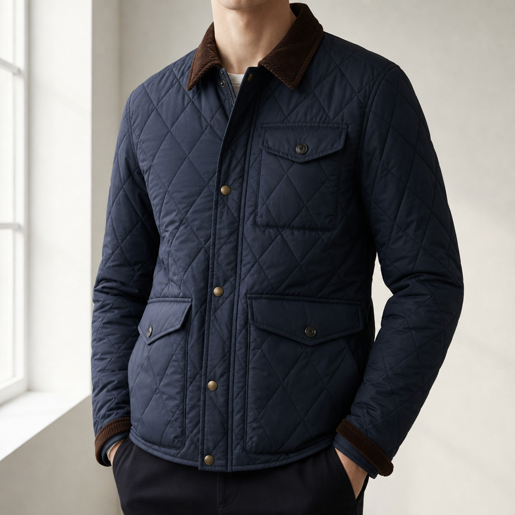 Quilted Corduroy Collar Jacket for Men Lightweight Padded – Calder