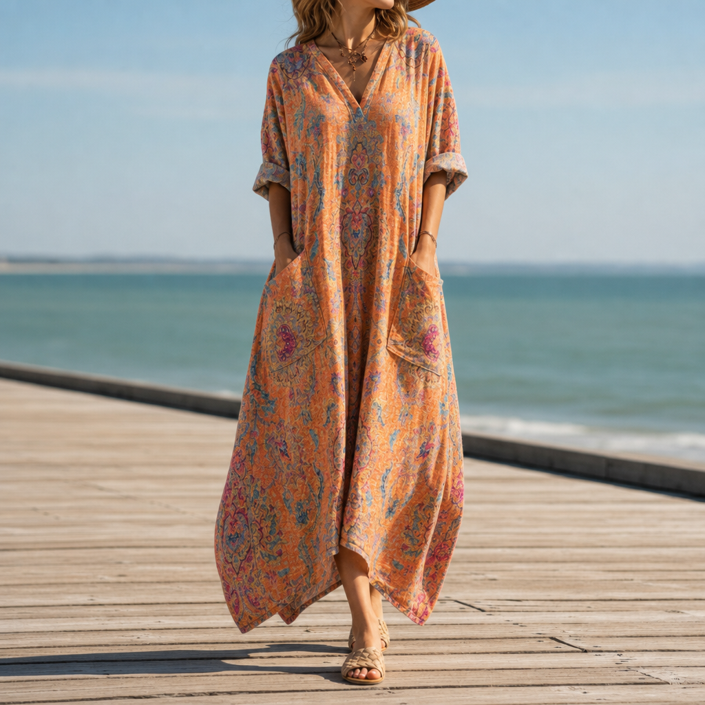 Women's Cotton Blend Boho Maxi Dress Oversized Fit – Maris