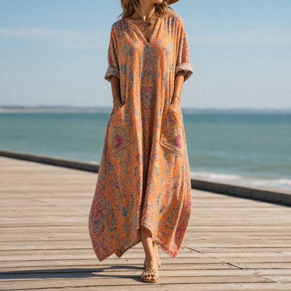 Women's Cotton Blend Boho Maxi Dress Oversized Fit – Maris