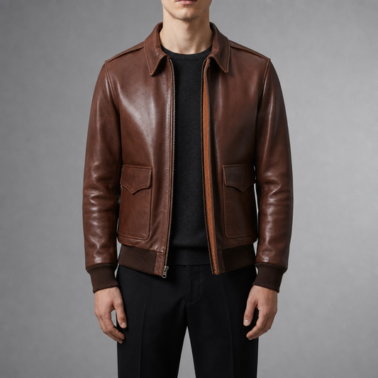 Leather Bomber Jacket Faux Leather A2 Flight Style – Marlowe