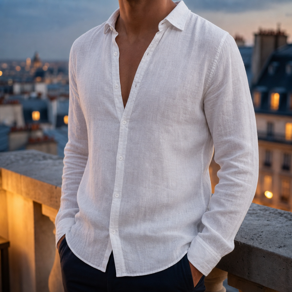 Long Sleeve Linen Shirt Cotton Blend Classic Collar – Marlowe