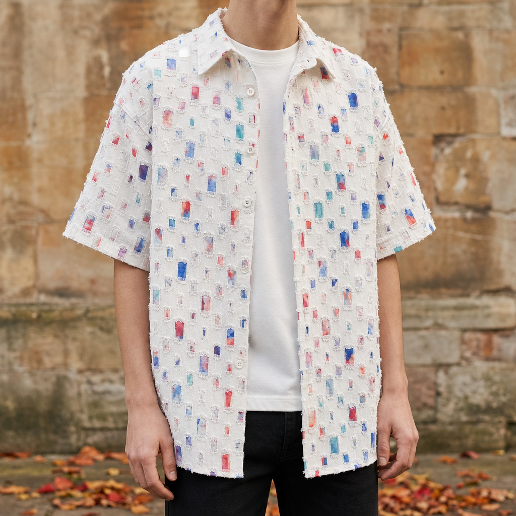 Canvas Cotton Blend Button-Up Mosaic Print – Marlowe