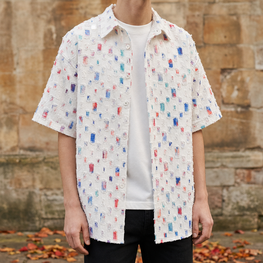 Canvas Cotton Blend Button-Up Mosaic Print – Marlowe