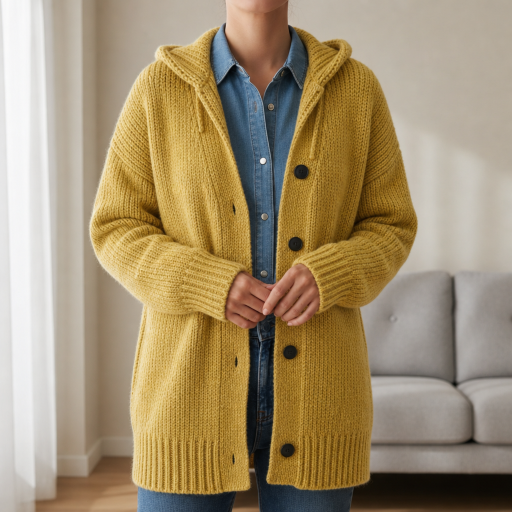 Hooded Knit Cardigan Flowing Textured Loose Fit – Maren