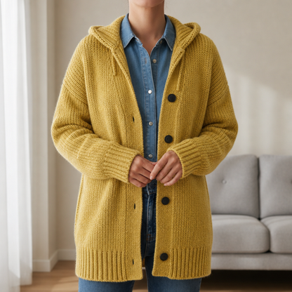 Hooded Knit Cardigan Flowing Textured Loose Fit – Maren