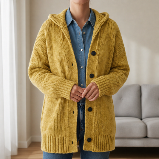 Hooded Knit Cardigan Flowing Textured Loose Fit – Maren