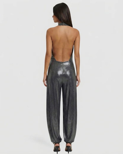 Combinaison à col halter brillante et originale