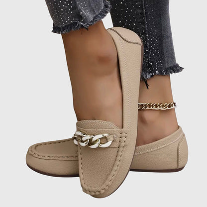 Melissa Orthopedic Loafers with Cushioned Insole and Gold-Chain Accent