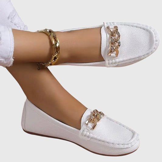 Melissa Orthopedic Loafers with Cushioned Insole and Gold-Chain Accent