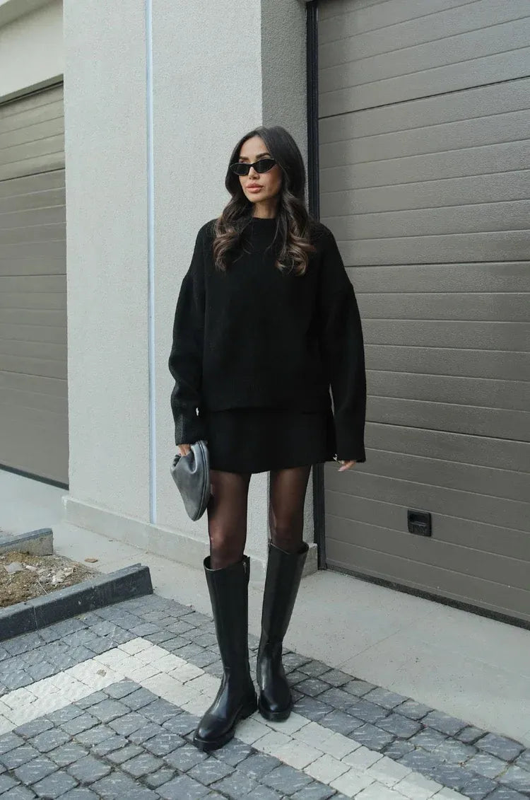 NEVA 2-Piece Oversized Sweater and Skirt Set for Women – Comfortable Stylish Outfit