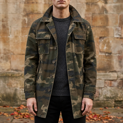 Camo Trench Coat Cotton Nylon Cargo Style – Arden