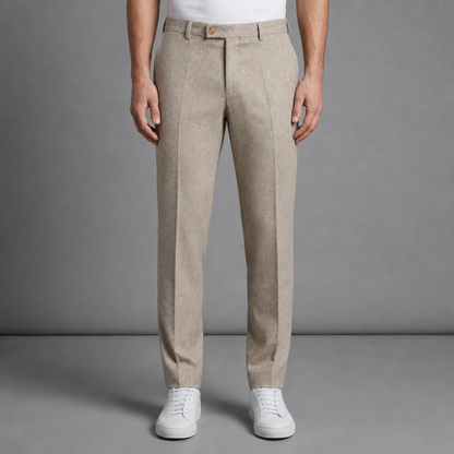 Wool Blend Herringbone Trousers Straight Leg – Arden