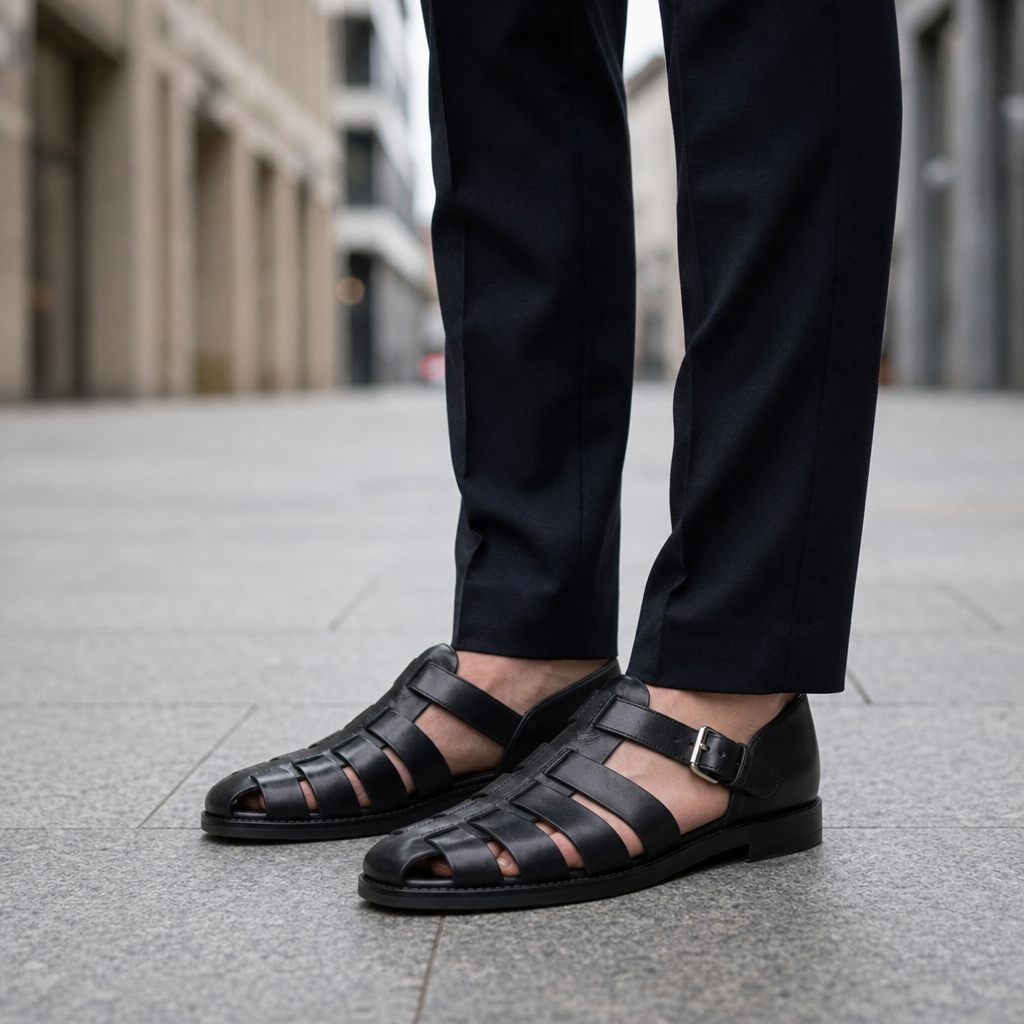 Fisherman Sandals Synthetic Leather Caged Slip On – Marlowe