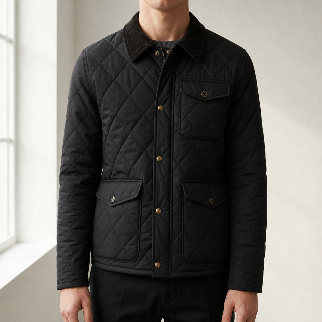 Quilted Corduroy Collar Jacket for Men Lightweight Padded – Calder