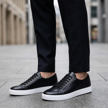Faux Leather Lace-Up Sneakers with Cushioned Footbed – Marlowe