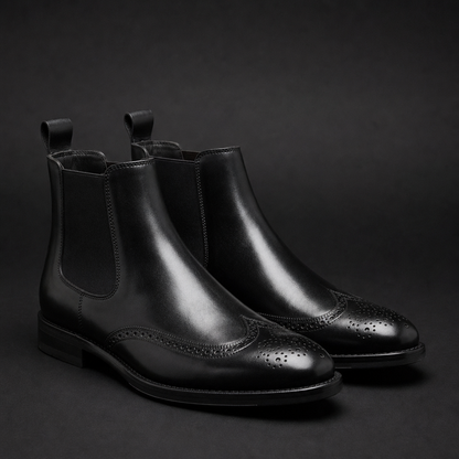 Brogue Chelsea Boots Faux Leather Slip On – Calder