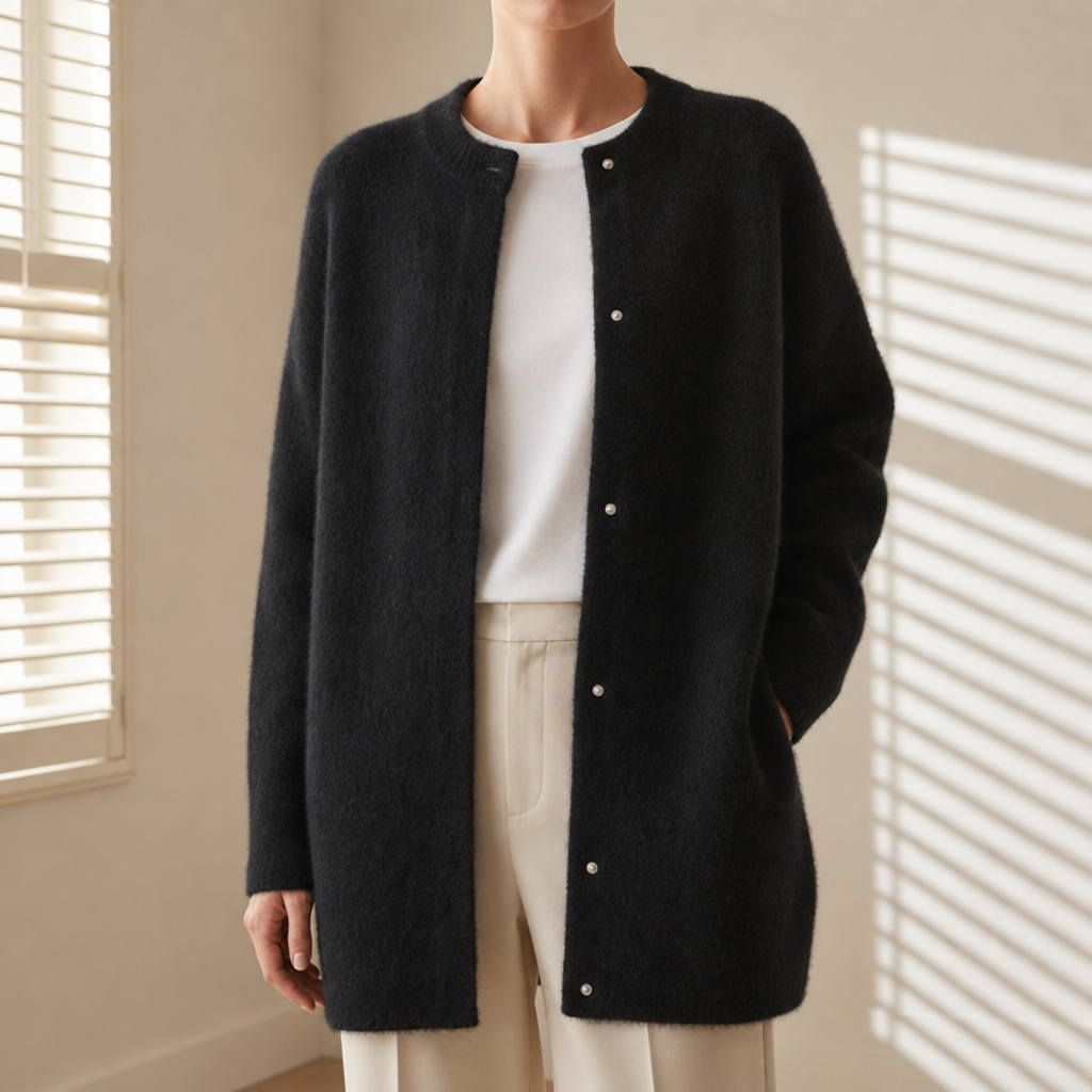Women's Longline Cardigan Soft Fluffy Knit Regular Fit – Elara
