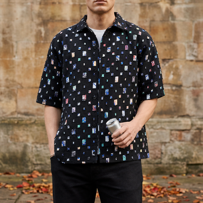 Canvas Cotton Blend Button-Up Mosaic Print – Marlowe
