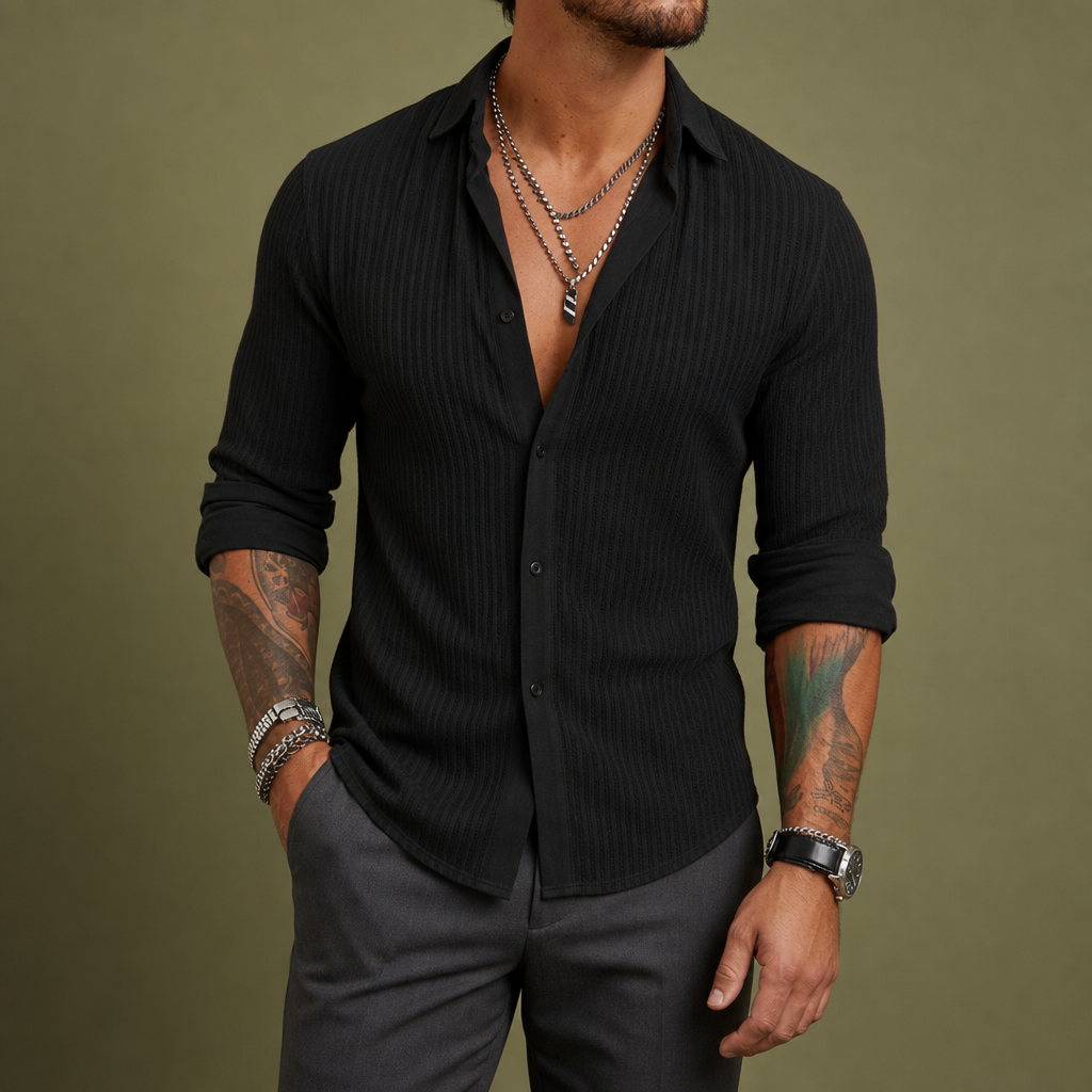 Men's Striped Cotton Blend Lapel Shirt – Marlowe