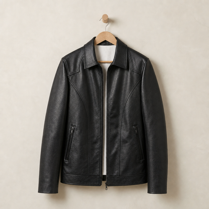 Faux Leather Zip Jacket Tailored Vintage Finish – Arden