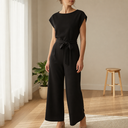 Women's Ponte Knit Batwing Jumpsuit Belted Defined Waist – Celeste