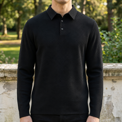 Textured Knit Polo Short Sleeve Button Front – Elara