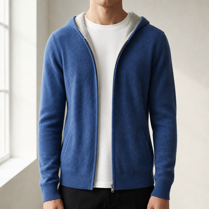 Reversible Cashmere Blend Hoodie With Dual Tone Design – Alina