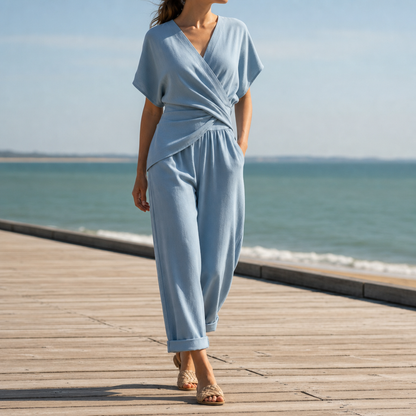 Women's Wrap Front Jumpsuit Tailored Two Piece – Celeste