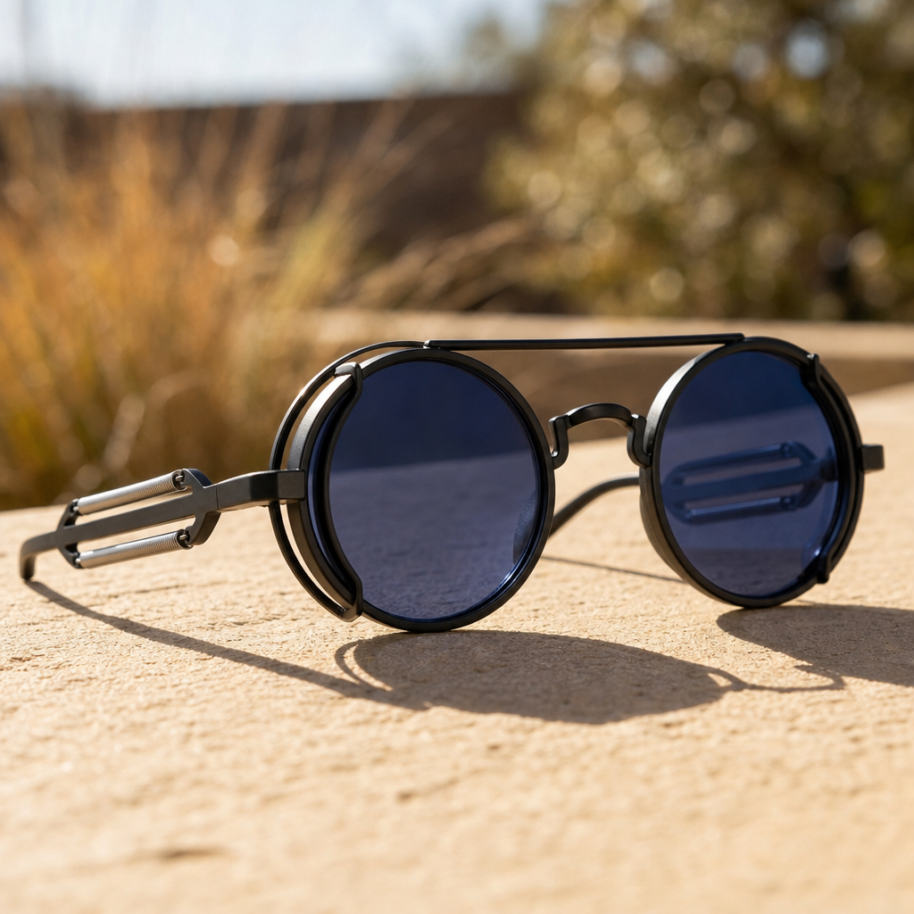 Women's Polarized Round Metal Sunglasses Double Bridge – Marlowe