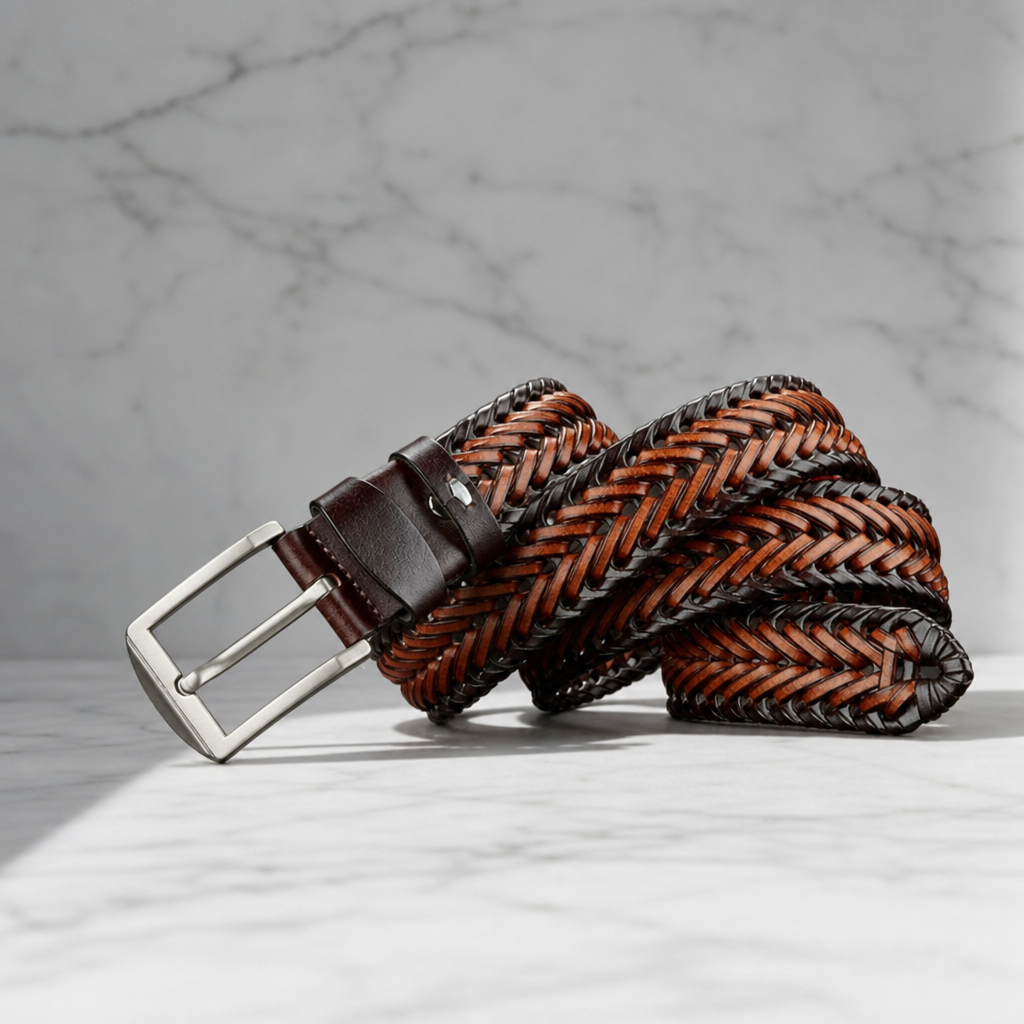 Braided Faux Leather Belt With Polished Buckle – Arlen