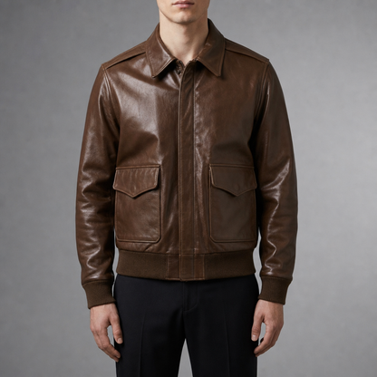 Leather Bomber Jacket Faux Leather A2 Flight Style – Marlowe
