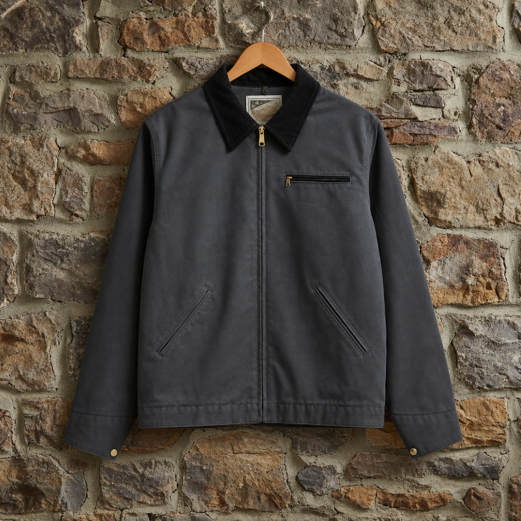 Work Jacket Cotton Canvas Corduroy Collar Front Zip – Marlowe