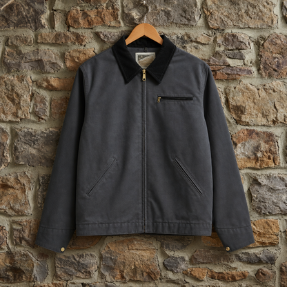 Work Jacket Cotton Canvas Corduroy Collar Front Zip – Marlowe
