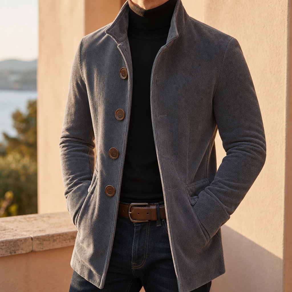 Corduroy Overcoat Slim Notch Lapel Tailored Fit – Arden