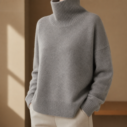 Women's Cashmere Blend Turtleneck Sweater Oversized Relaxed Fit – Elara