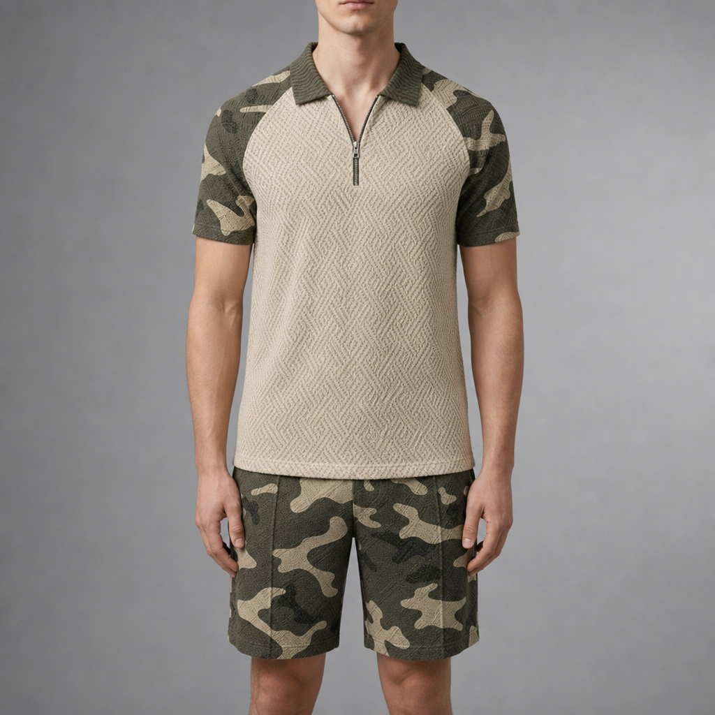 Camo Polo Shorts Set Cotton Blend Regular Fit – Calder