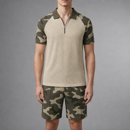 Camo Polo Shorts Set Cotton Blend Regular Fit – Calder