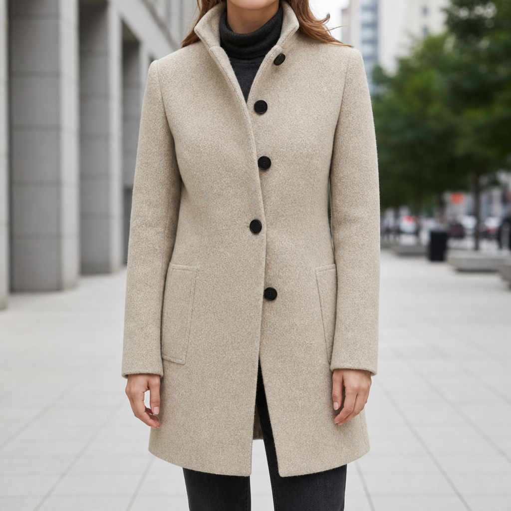 Women’s Grey Wool-Blend Coat Unlined Mid-Thigh – Marlowe