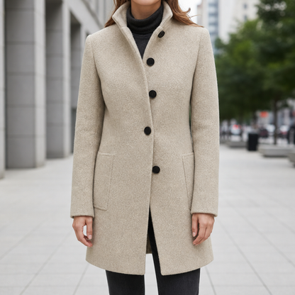 Women’s Grey Wool-Blend Coat Unlined Mid-Thigh – Marlowe
