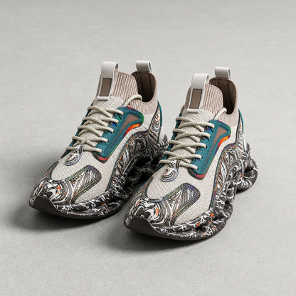 Chunky Sneakers Faux Leather Mesh Iridescent Sole – Aria