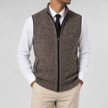 Women's Wool-Blend Knit Vest Zip-Up Sleeveless Layering – Elara