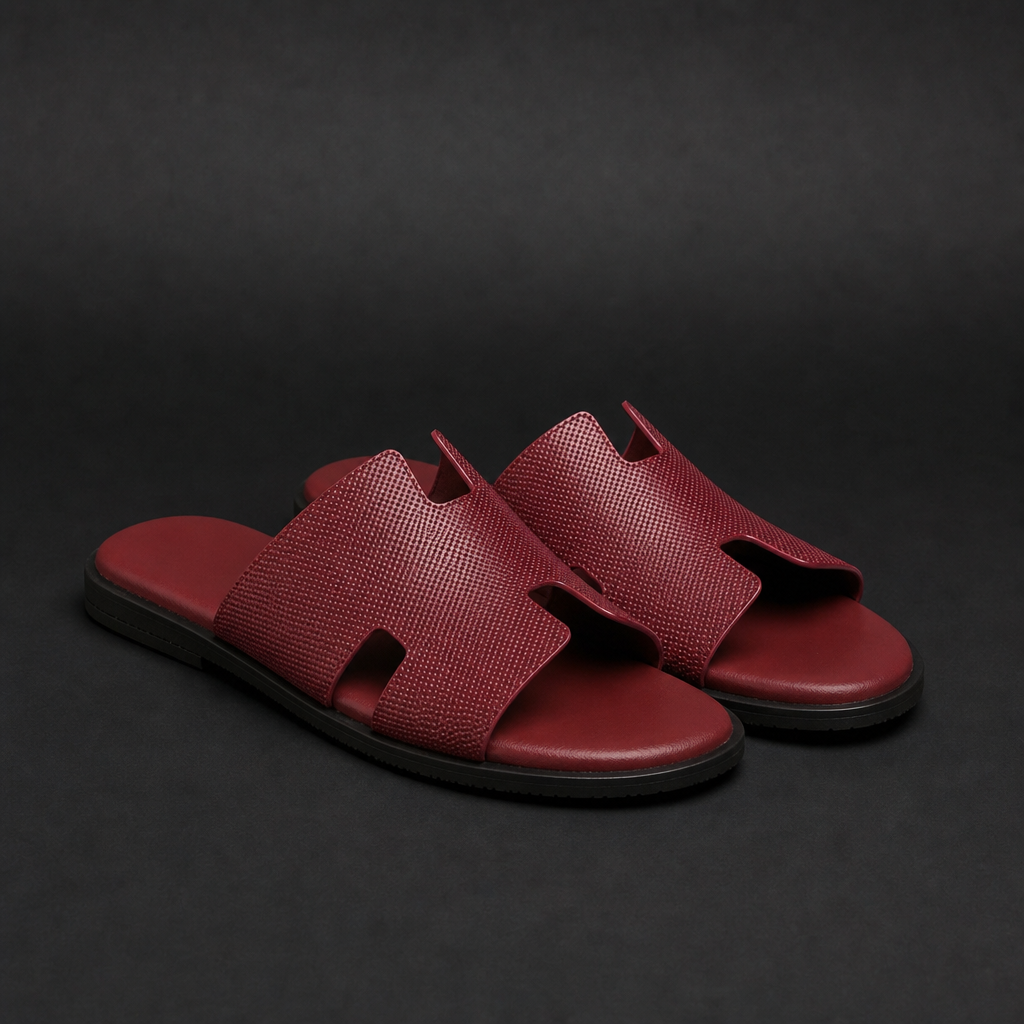 Slides Perforated H-Strap Faux Leather Slip-On – Marlowe