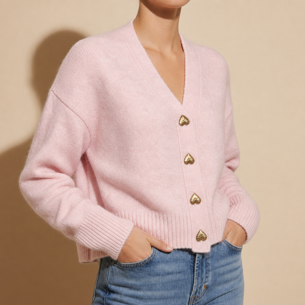 Women's Cotton Blend V Neck Button Cardigan – Elara