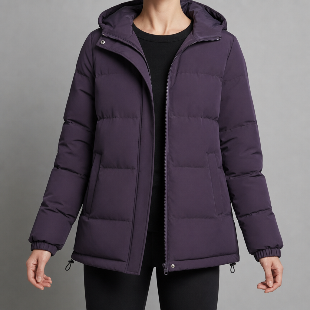 Quilted Puffer Jacket for Women Water Resistant Nylon Hooded – Elara
