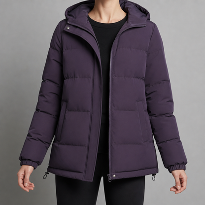 Quilted Puffer Jacket for Women Water Resistant Nylon Hooded – Elara